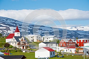 The village on island of Hrisey in Iceland