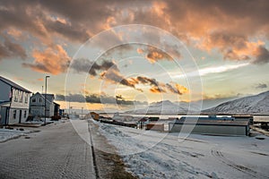 The village on island of Hrisey in Iceland