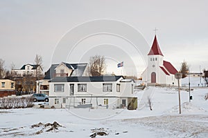 The village on island of Hrisey in Iceland