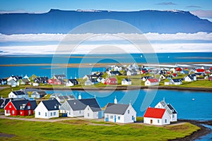 The village on island of Hrisey in North Iceland made with Generative AI