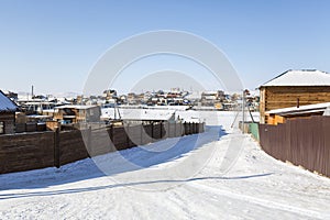 The village Khuzhir in winter