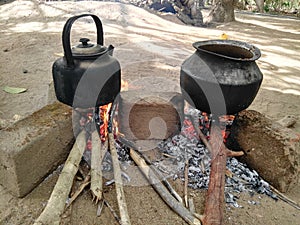 Village kichen fire kettle life