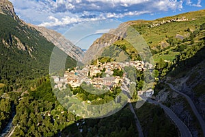 The village of La Grave in summer. Romanche Valley, Ecrins National Park, Alps, Hautes-Alpes, France