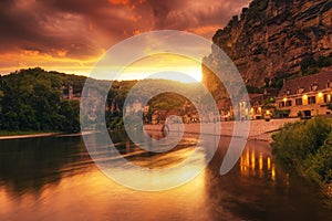 Village of La Roque Gageac in Dordogne department in France photo