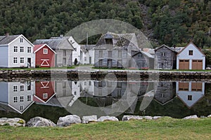 Village of Laerdalsoyri in Sogn og Fjord, Norway