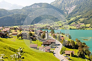 Village on the Lake Lungern in Switzerland