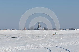 Village landscape in the winter season