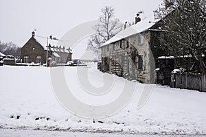 The village of little kineton in the snow and ice