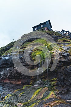 Village of Mikladalur located on the island of Kalsoy, Faroe Islands, Denmark photo