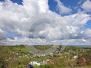 village Milanovac near Virovitica - landscape with green hills, Croatia