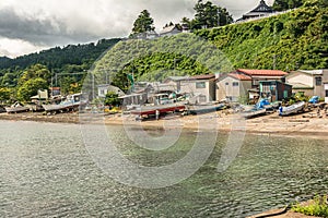 Village in Minmaya Bay, Aomori, Honshu, Japan