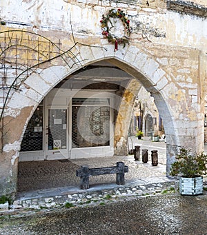 The village of Monpazier, in the Dordogne-PÃ©rigord region, France.