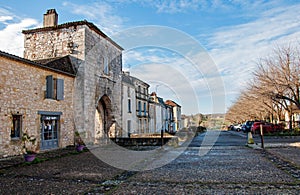 The village of Monpazier, in the Dordogne-PÃ©rigord region, France. Medieval village with arcades and typical square