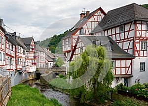 Village Monreal with half timbered houses, Eifel, Rhineland-Palatinate, Germany