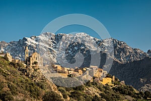 Village of Montemaggiore and Monte Grosso in Corsica photo