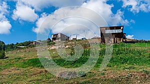 Village in mountains of Ajara, abandoned wooden houses