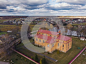 The village Naliboki under a stormy sky. Minsk region, Belarus