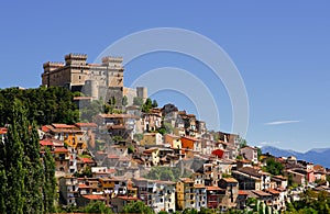 Village named Celano and his castle Piccolomini(Italy) photo