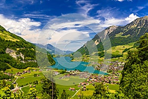 Village near Lake Lungern, Lungerersee, Obwalden, Switzerland