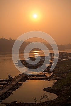 Village near river at sangklaburi, Kanchanaburi,Thailand.