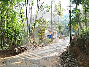 A village off road and house in kottayam, kerala india february 2020