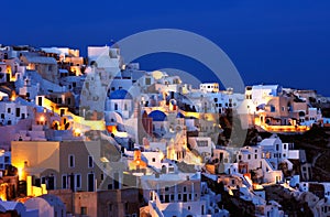 The village of Oia at dusk