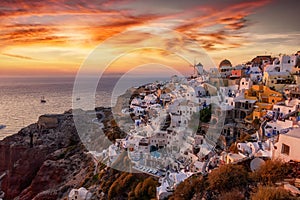 The village of Oia at Santorini island, Cyclades, Greece