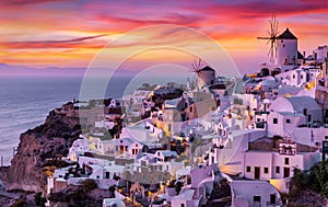 The village of Oia on Santorini island in Greece