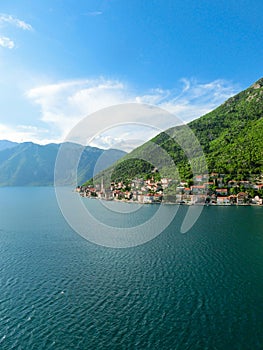 Village Perast on coast of Boka Kotor bay in Montenegro