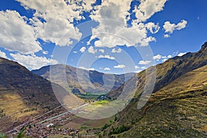 Village of Pisac and Urubamba River photo