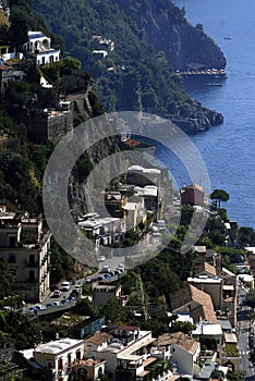 The village of Positano overlooks the sea. Italy