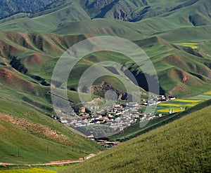 Village in the qilian mountains