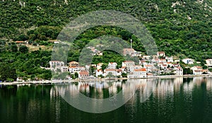 Village reflections in Kotor Bay