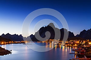 Village of Reine at twilight