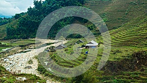 Village and Rice field terraces in Sapa, North Vietnam