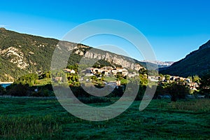 Village of Saint Julien du Verdon at Lac de Castillon in Provence, France