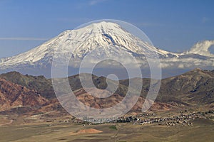 Village scene and Mount Ararat, Turkey