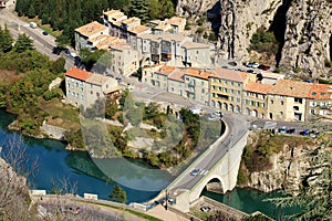 The Village of Sisteron. Aerial view.Alpes de Haute Provence. La France.
