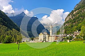 the village Sonogno in the Verzasca Valley  Ticino in Switzerland