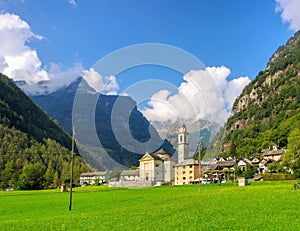 The village Sonogno in the Verzasca Valley, Ticino in Switzerland