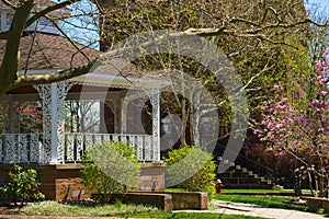 Village square gazebo in spring