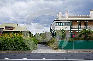 Village Street with hotel historical hotel building