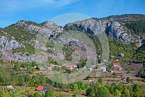 Village surrounded by mountains