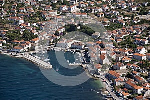 Village Sutivan on island Brac in Croatia, aerial view
