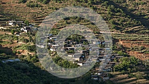 The village, terrace fields,and the green mountain