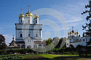 Village Teryaevo, Volokolamsk district, Moscow region, Russia - September, 2020:  Iosifo-Volotsky monastery, Assumption cathedral