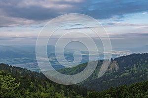 Village Turany, Mala Fatra, Slovakia, view from under mountain Chleb