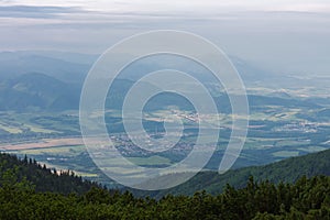 Village Turany, Mala Fatra, Slovakia, view from under mountain Chleb