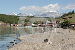 The village of Turt and mount Munch-Sardyk on the shores of lake Hovsgol.