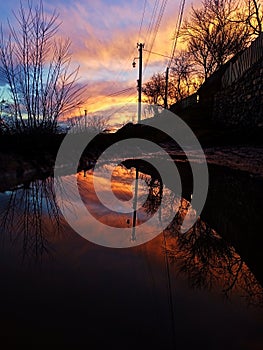 Village . Ukrainie. Ukrainian sunset. Rain